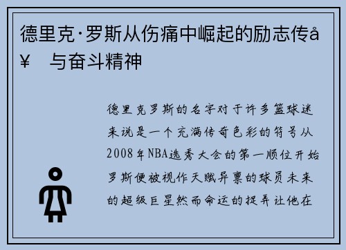 德里克·罗斯从伤痛中崛起的励志传奇与奋斗精神 德里克·罗斯从伤痛中崛起的励志传奇与奋斗精神